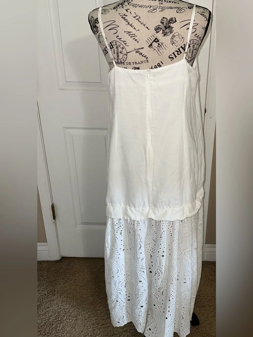 Agua Anglaise White Eyelet Lace Maxi Dress Women’s Size Large Boho Cottagecore - Picture 5 of 11